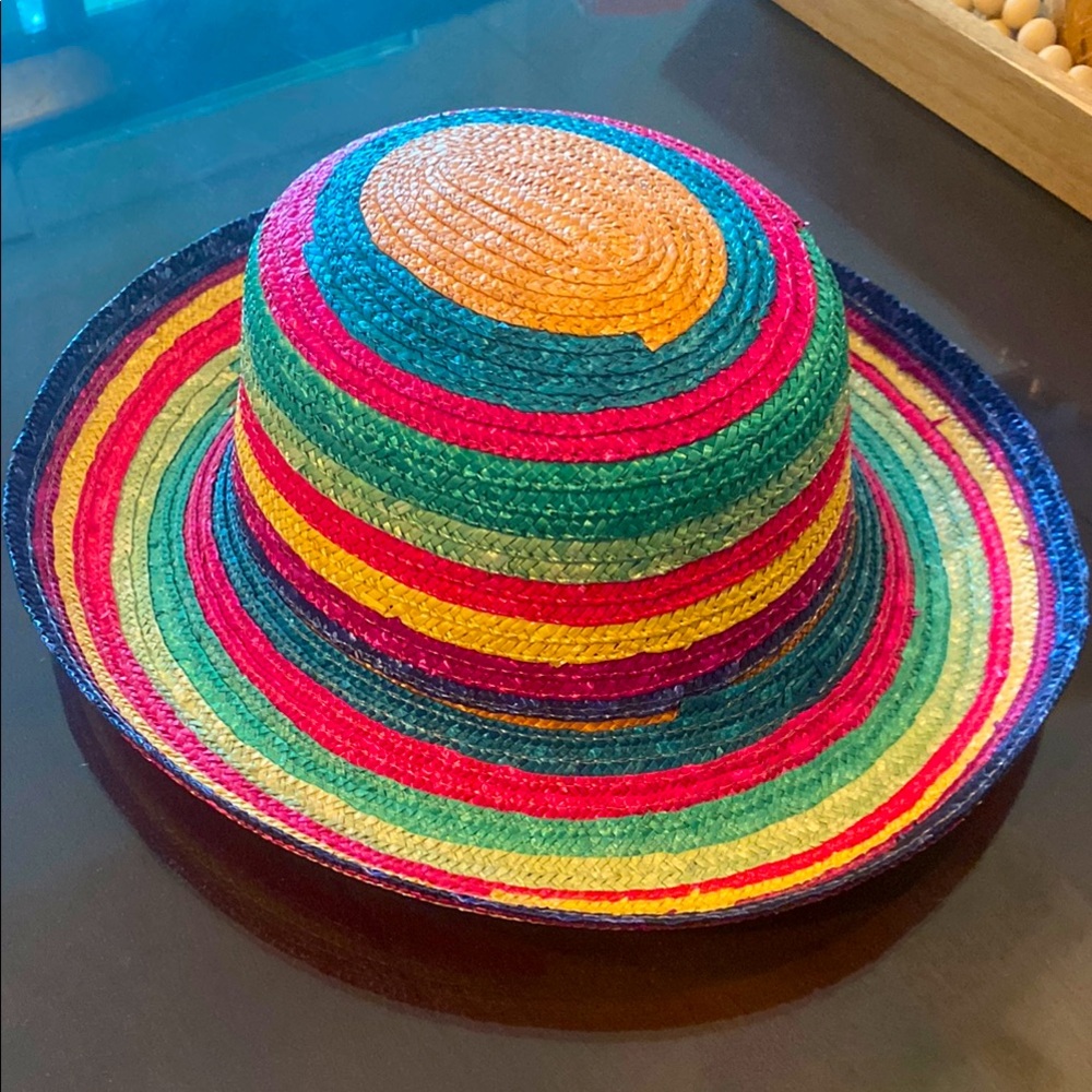 SCALA COLLECTION VINTAGE RARE Straw Multi Color Hat Raffia EUC